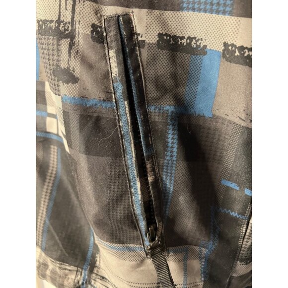 Tony, Hawk jacket medium plaid blue black hooded full-zip-pocket-under arm - Picture 8 of 16